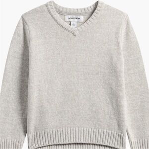 Nordstrom V Neck Sweater Pullover Knit Classic Long Sleeve Cotton Gray Size 5
